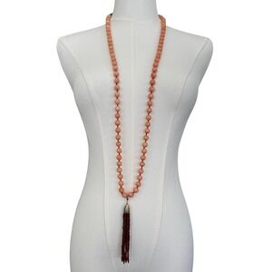 Rosantica Milano Tassel Necklace Women OS Peach Ruby Agate Himalaya NWT